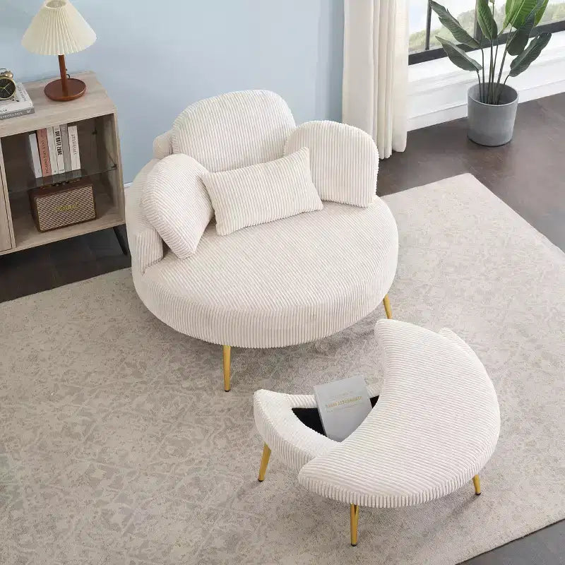 Okak Modern Small Chaise Lounge Sleeper Sofa Bed with Movable Storage Footstool,Upholstered Armchair Sofa Couch for Living Room,Apartment