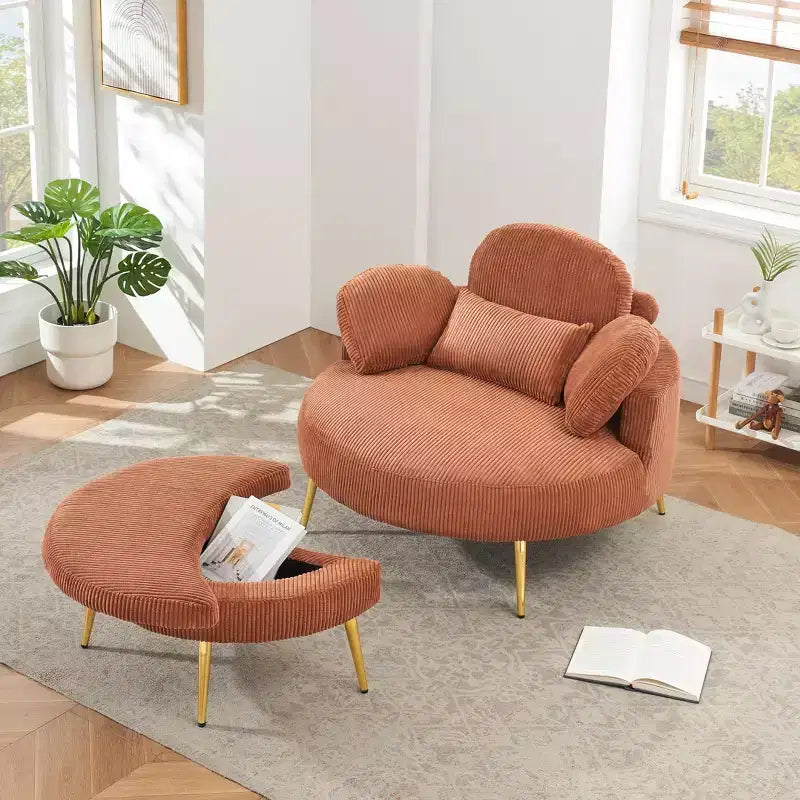 Okak Piccolo divano letto moderno con chaise longue e poggiapiedi contenitore mobile, divano poltrona imbottito per soggiorno, appartamento