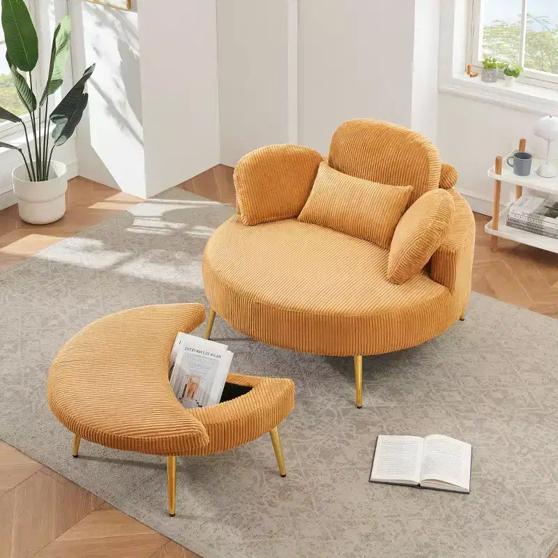 Okak Piccolo divano letto moderno con chaise longue e poggiapiedi contenitore mobile, divano poltrona imbottito per soggiorno, appartamento
