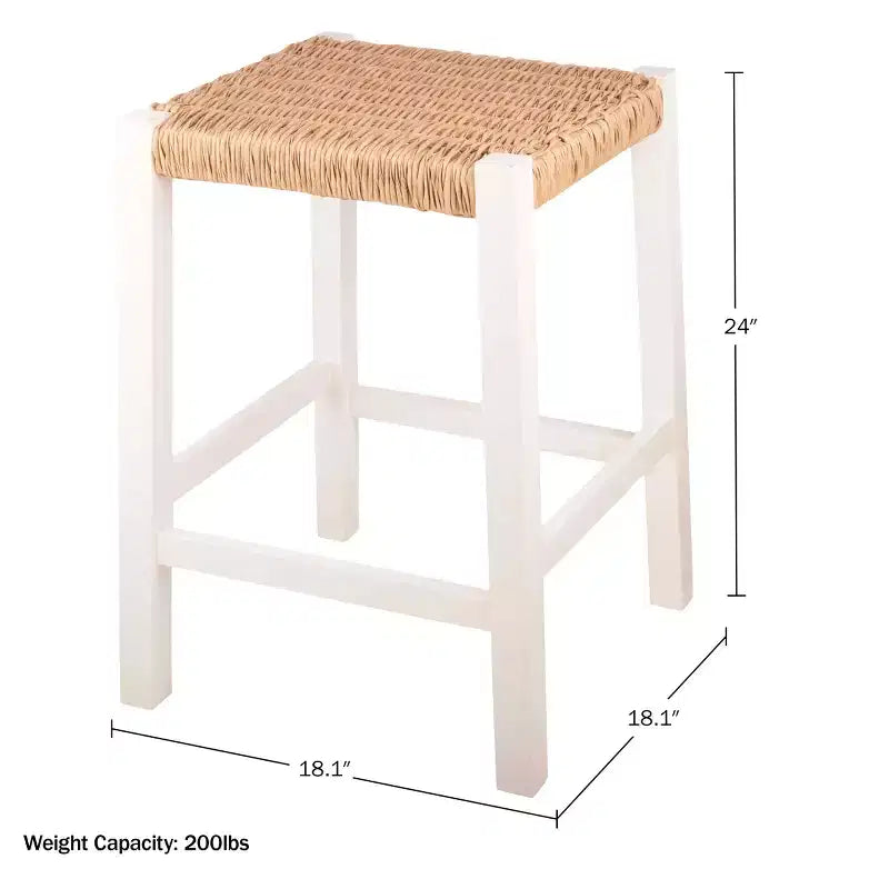 Sgabello da bar in legno da 60 cm Alaterre Furniture Newport con seduta in corda
