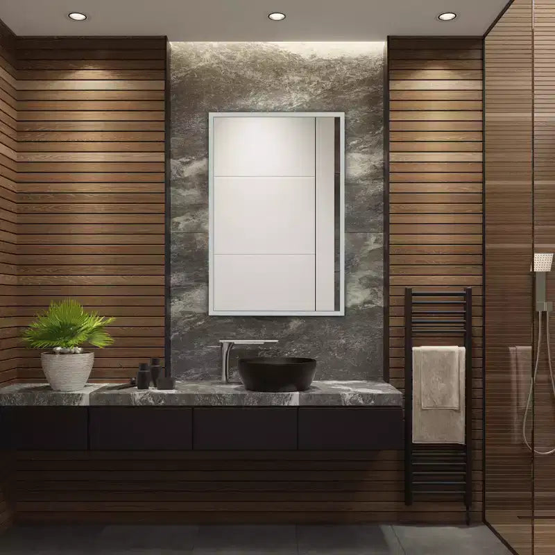 Specchio rettangolare a LED in alluminio Houston 24 - LMR1003 - Argento/Bianco - Safavieh