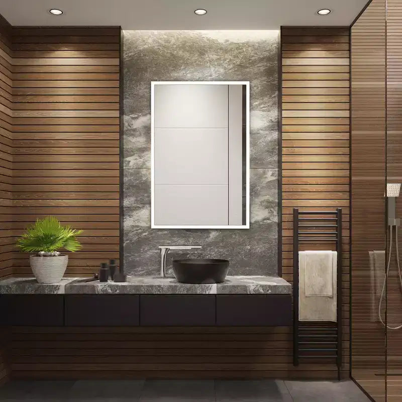 Specchio rettangolare a LED in alluminio Houston 24 - LMR1003 - Argento/Bianco - Safavieh