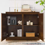 Okak 39in Mobile Credenza con 2 Fori di Uscita, Armadietto Contenitore, Armadietto da Cucina per Soggiorno, Cucina, Sala da Pranzo, Noce