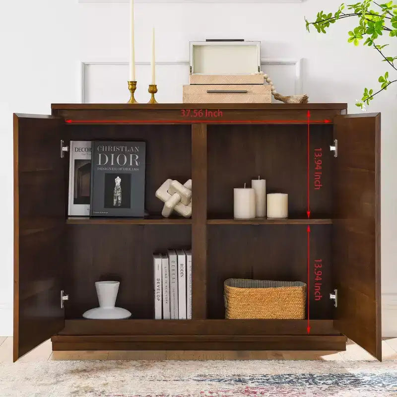 Okak 39in Mobile Credenza con 2 Fori di Uscita, Armadietto Contenitore, Armadietto da Cucina per Soggiorno, Cucina, Sala da Pranzo, Noce