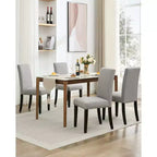 Set di 6 sedie da pranzo, sedie moderne ergonomiche rivestite in tessuto con schienale curvo, gambe in legno robuste per sala da pranzo, cucina, ufficio