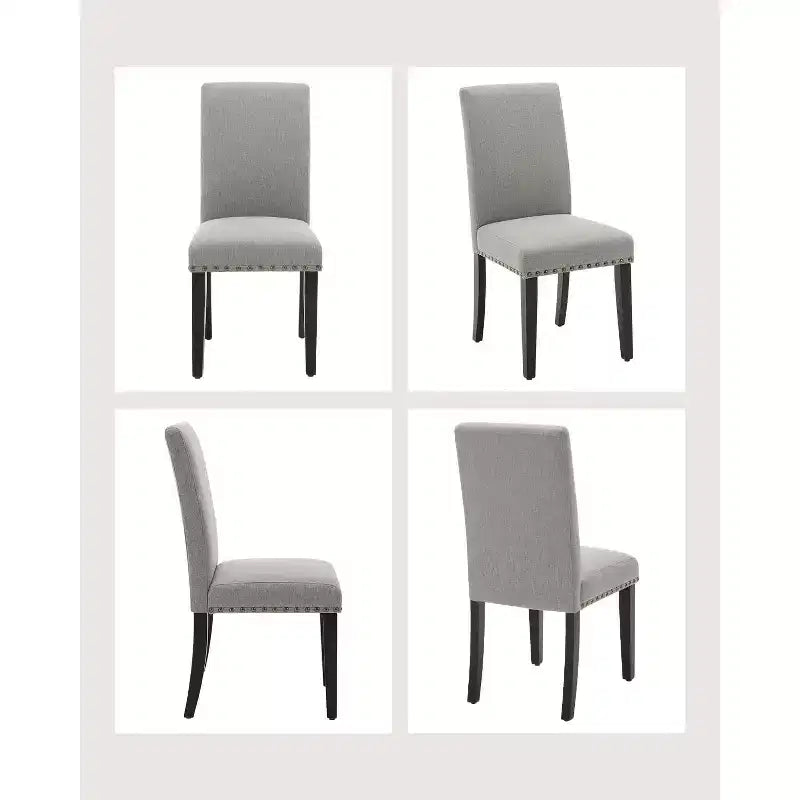 Set di 6 sedie da pranzo, sedie moderne ergonomiche rivestite in tessuto con schienale curvo, gambe in legno robuste per sala da pranzo, cucina, ufficio