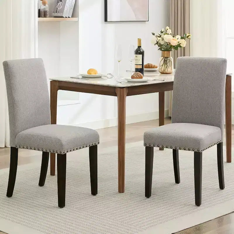 Set di 6 sedie da pranzo, sedie moderne ergonomiche rivestite in tessuto con schienale curvo, gambe in legno robuste per sala da pranzo, cucina, ufficio
