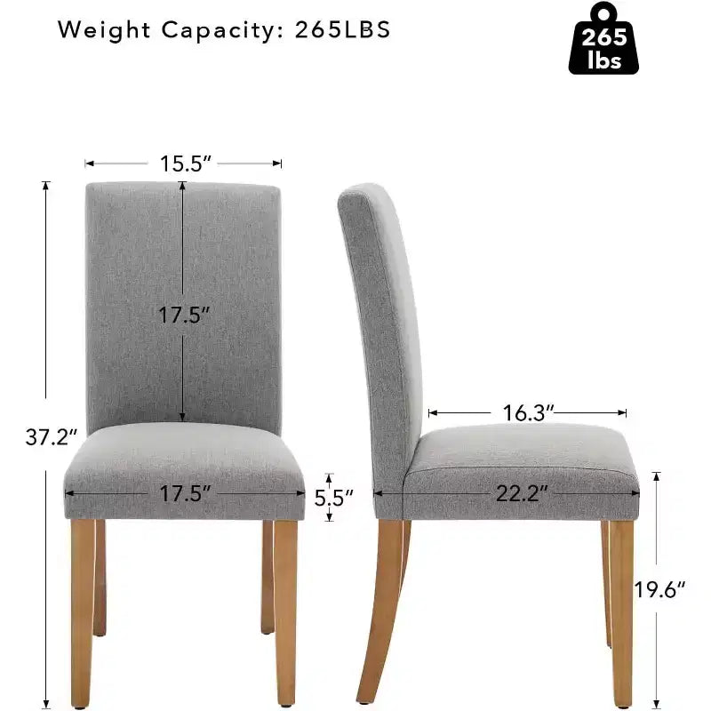 Set di 6 sedie da pranzo, sedie moderne ergonomiche rivestite in tessuto con schienale curvo, gambe in legno robuste per sala da pranzo, cucina, ufficio