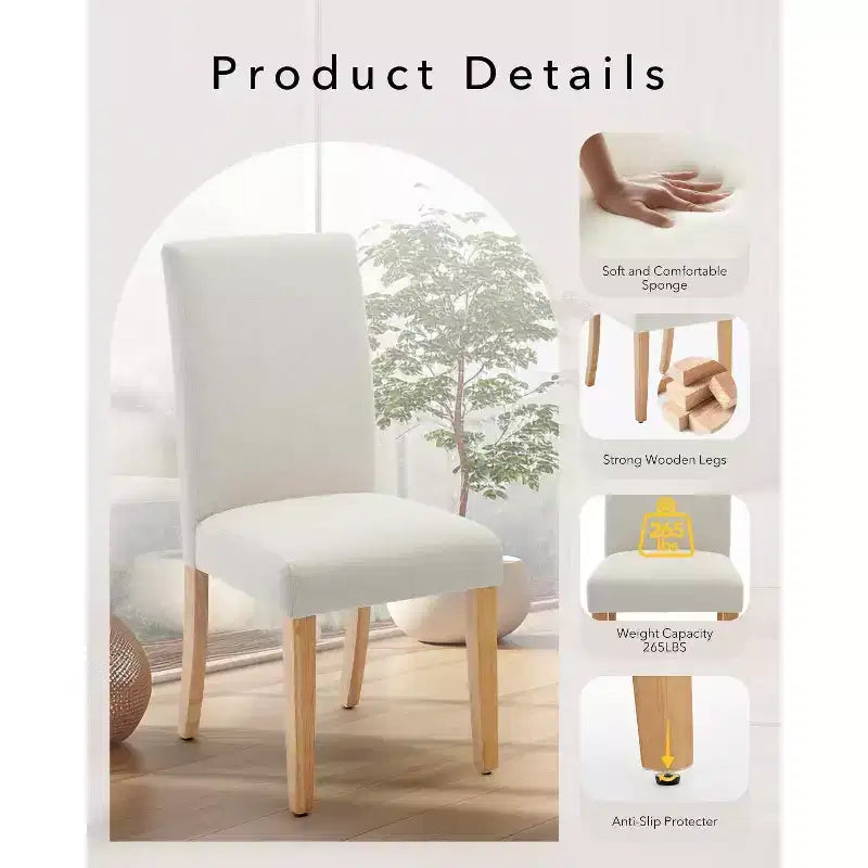 Set di 6 sedie da pranzo, sedie moderne ergonomiche rivestite in tessuto con schienale curvo, gambe in legno robuste per sala da pranzo, cucina, ufficio