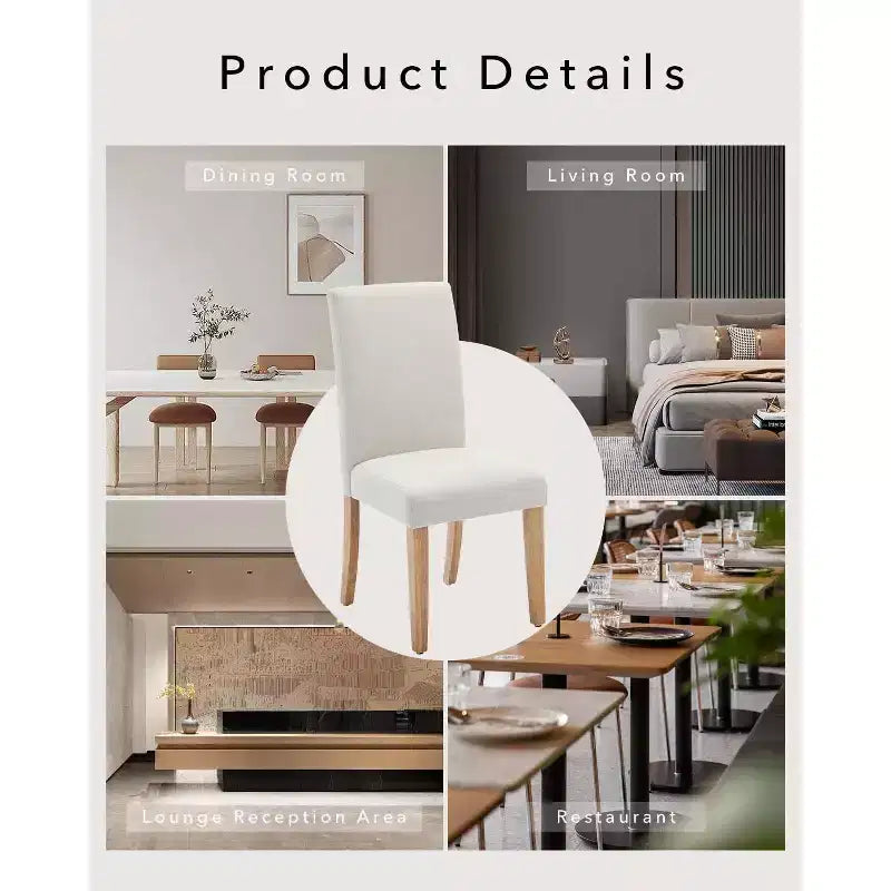 Set di 6 sedie da pranzo, sedie moderne ergonomiche rivestite in tessuto con schienale curvo, gambe in legno robuste per sala da pranzo, cucina, ufficio