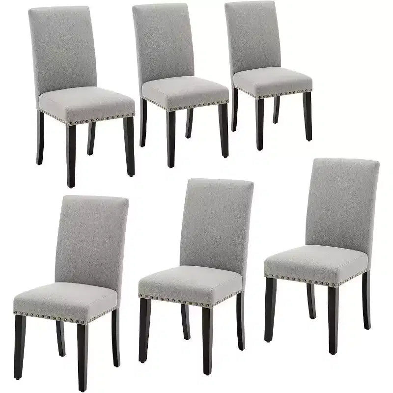 Set di 6 sedie da pranzo, sedie moderne ergonomiche rivestite in tessuto con schienale curvo, gambe in legno robuste per sala da pranzo, cucina, ufficio