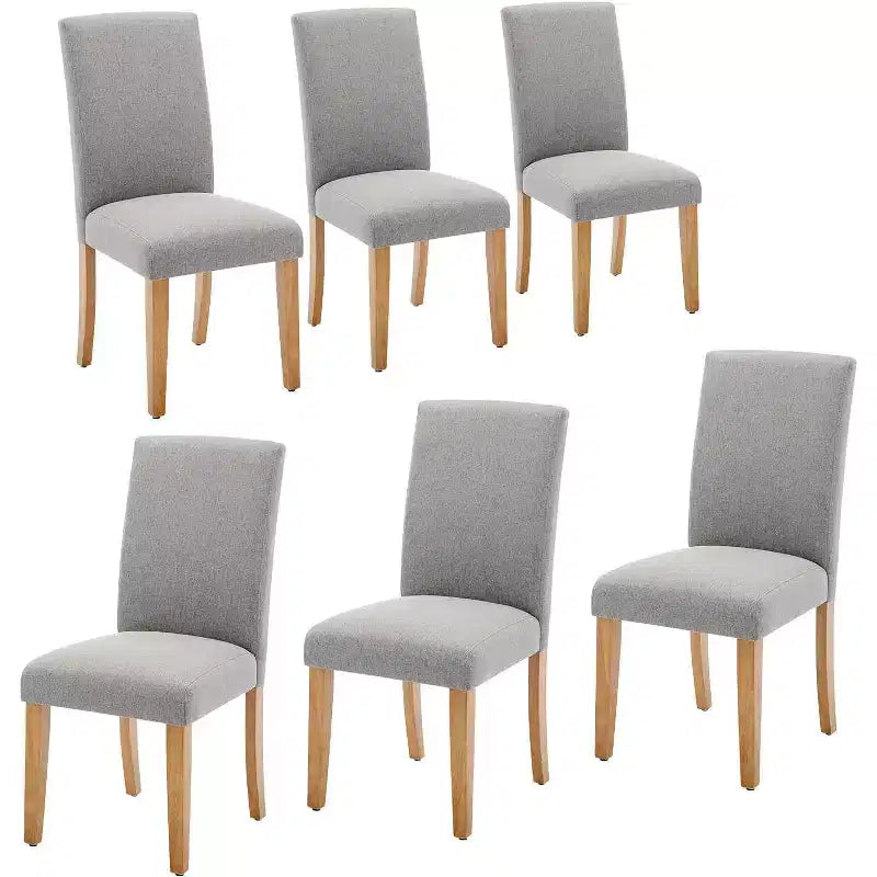 Set di 6 sedie da pranzo, sedie moderne ergonomiche rivestite in tessuto con schienale curvo, gambe in legno robuste per sala da pranzo, cucina, ufficio