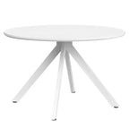 MAYEERTY Tavolo da Pranzo Rotondo in Legno da 120 cm con Struttura in Metallo Adatto per 4-6 Persone per Cucina Sala da Pranzo Soggiorno Bianco