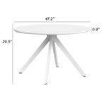 MAYEERTY Tavolo da Pranzo Rotondo in Legno da 120 cm con Struttura in Metallo Adatto per 4-6 Persone per Cucina Sala da Pranzo Soggiorno Bianco