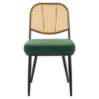 Bekrvio Rattan Dining Chairs Set di 2 - Sedie Laterali in Bouclé con Schienale in Cannage e Gambe in Metallo, Stile Moderno di Metà Secolo, per Cucina