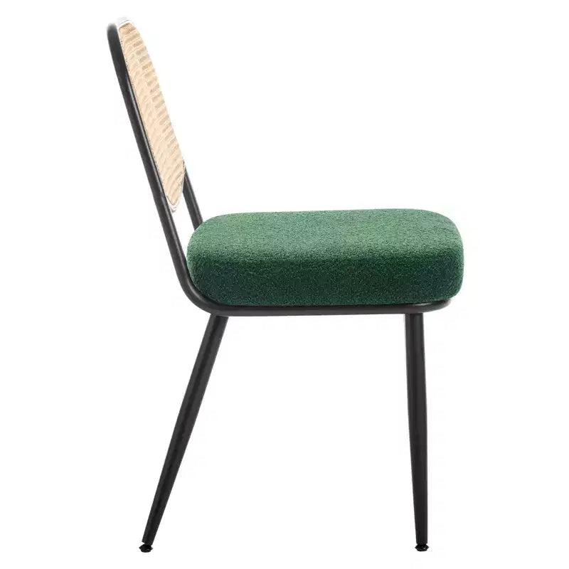 Bekrvio Rattan Dining Chairs Set di 2 - Sedie Laterali in Bouclé con Schienale in Cannage e Gambe in Metallo, Stile Moderno di Metà Secolo, per Cucina