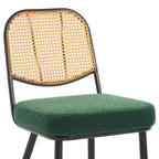 Bekrvio Rattan Dining Chairs Set di 2 - Sedie Laterali in Bouclé con Schienale in Cannage e Gambe in Metallo, Stile Moderno di Metà Secolo, per Cucina