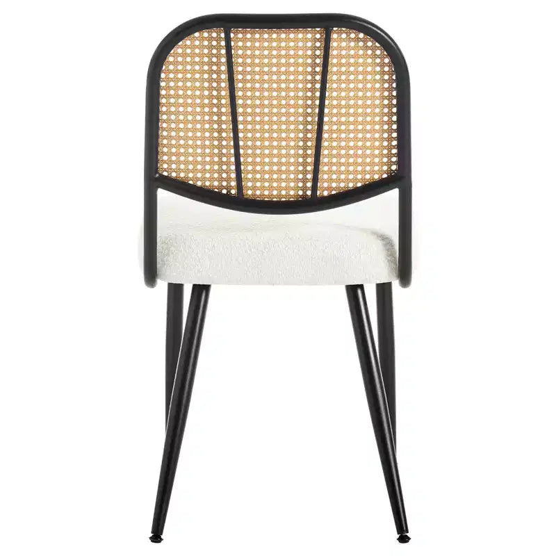 Bekrvio Rattan Dining Chairs Set di 2 - Sedie Laterali in Bouclé con Schienale in Cannage e Gambe in Metallo, Stile Moderno di Metà Secolo, per Cucina