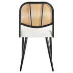 Bekrvio Rattan Dining Chairs Set di 2 - Sedie Laterali in Bouclé con Schienale in Cannage e Gambe in Metallo, Stile Moderno di Metà Secolo, per Cucina