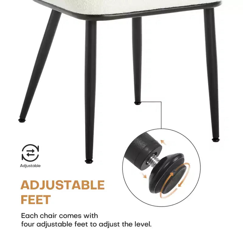 Bekrvio Rattan Dining Chairs Set di 2 - Sedie Laterali in Bouclé con Schienale in Cannage e Gambe in Metallo, Stile Moderno di Metà Secolo, per Cucina