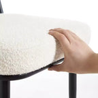 Bekrvio Rattan Dining Chairs Set di 2 - Sedie Laterali in Bouclé con Schienale in Cannage e Gambe in Metallo, Stile Moderno di Metà Secolo, per Cucina