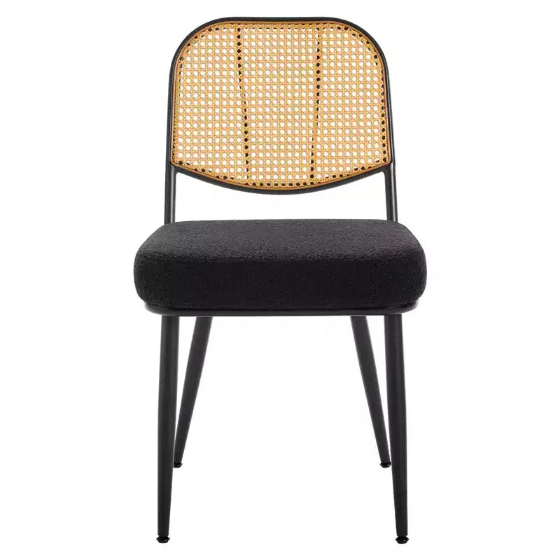 Bekrvio Rattan Dining Chairs Set di 2 - Sedie Laterali in Bouclé con Schienale in Cannage e Gambe in Metallo, Stile Moderno di Metà Secolo, per Cucina