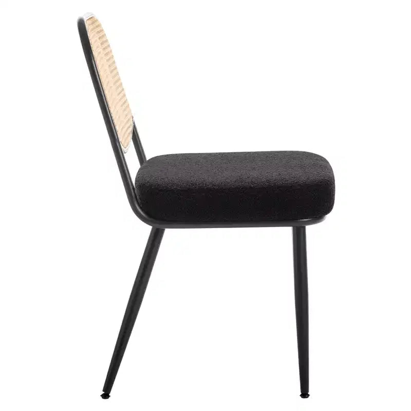 Bekrvio Rattan Dining Chairs Set di 2 - Sedie Laterali in Bouclé con Schienale in Cannage e Gambe in Metallo, Stile Moderno di Metà Secolo, per Cucina