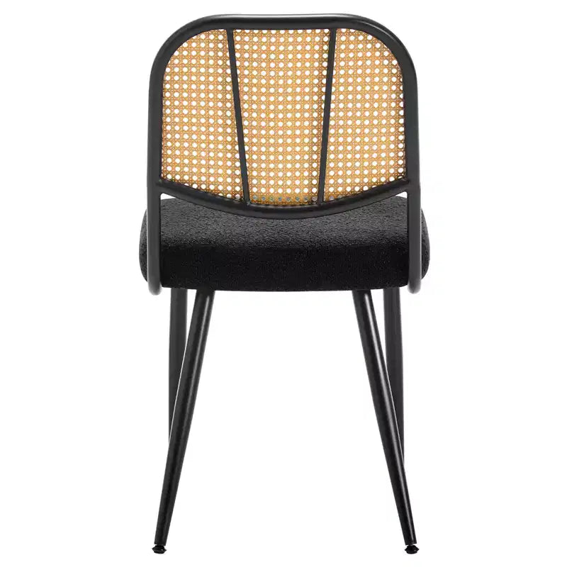 Bekrvio Rattan Dining Chairs Set di 2 - Sedie Laterali in Bouclé con Schienale in Cannage e Gambe in Metallo, Stile Moderno di Metà Secolo, per Cucina