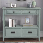 Consolle da 36 pollici, Ingresso Stile Rustico, Credenza a buffet in legno massello, Tavolo da divano con 4 cassetti e 1 ripiano per ingresso, corridoio o cucina