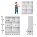 COZONY 42.5 Organizzatore per giocattoli a 3 ripiani con libreria, contenitore per giocattoli a 5 scomparti per sala giochi, camera da letto, cameretta, soggiorno e scuola