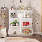 COZONY 42.5 Organizzatore per giocattoli a 3 ripiani con libreria, contenitore per giocattoli a 5 scomparti per sala giochi, camera da letto, cameretta, soggiorno e scuola