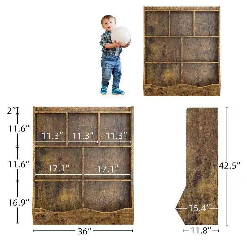 COZONY 42.5 Organizzatore per giocattoli a 3 ripiani con libreria, contenitore per giocattoli a 5 scomparti per sala giochi, camera da letto, cameretta, soggiorno e scuola