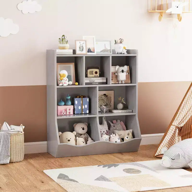COZONY 42.5 Organizzatore per giocattoli a 3 ripiani con libreria, contenitore per giocattoli a 5 scomparti per sala giochi, camera da letto, cameretta, soggiorno e scuola