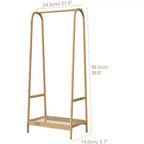 Appendiabiti con Ripiano, Appendiabiti Autoportante in Bambù per Camera da Letto, Balcone, Negozio di Vestiti, Organizzatore per Vestiti, Legno