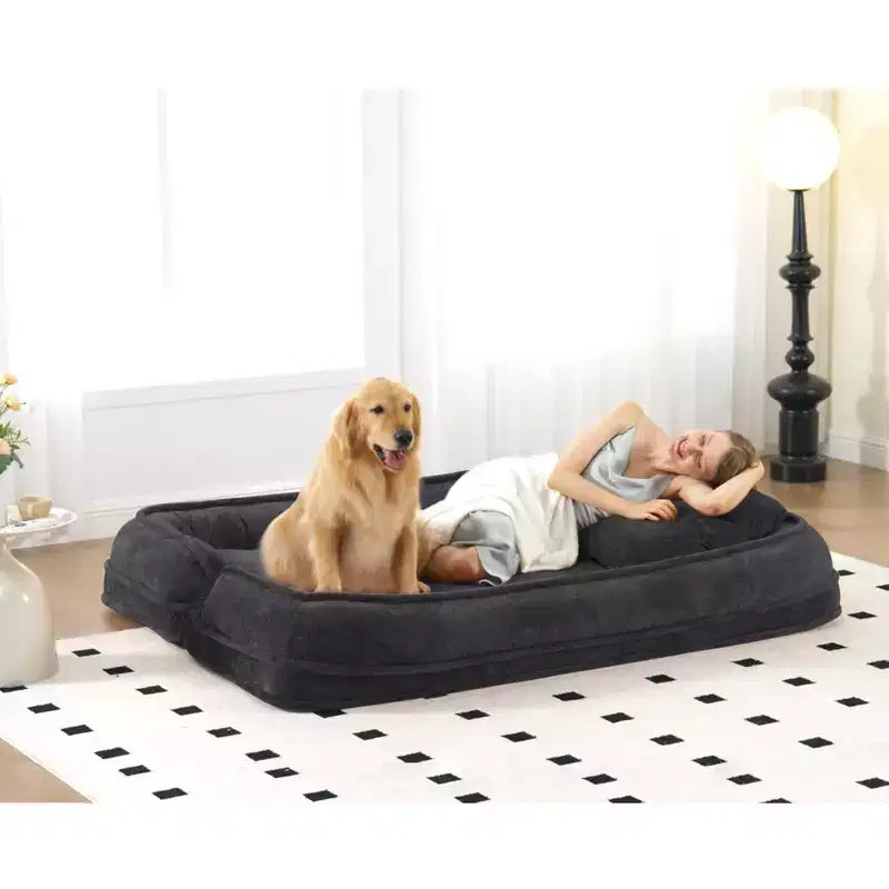 Okak Grande Pouf a Sacco Divano Letto per Cani con 5 Posizioni Regolabili, Divano Pigro in Ciniglia Extra Morbido 2-in-1 per Te e i Tuoi Animali Domestici