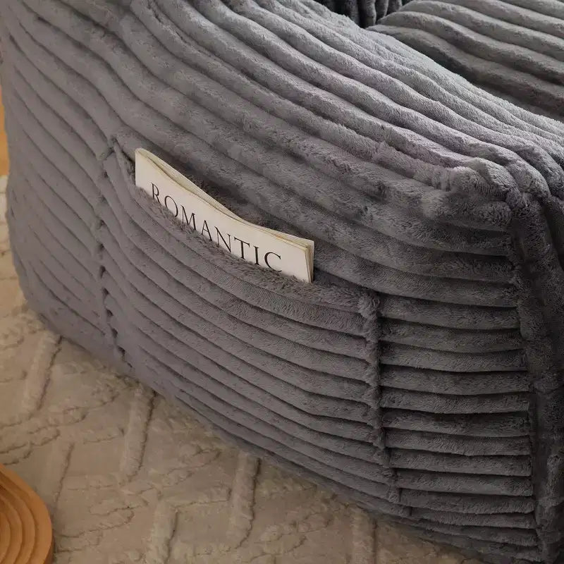 Divano Sacco Okak Moderno in Velluto a Coste Felpato con Braccioli e Poggiapiedi, Poltrona Lounge per Soggiorno, Camera da Letto