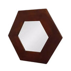 Specchio da parete HomeRoots 19 esagonale marrone scuro con cornice in legno massello