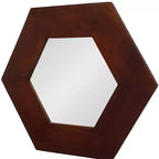 Specchio da parete HomeRoots 19 esagonale marrone scuro con cornice in legno massello