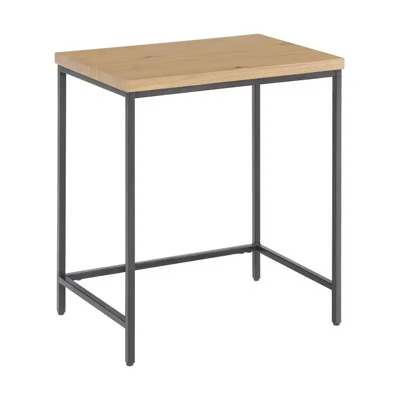 Alaterre Furniture, Set di 2 Tavolini Nido con Ripiani in Legno e Basi in Metallo, Tavolini Laterali Moderni Minimalisti per Soggiorno, Appartamento o Dormitorio, Quercia