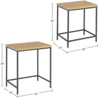 Alaterre Furniture, Set di 2 Tavolini Nido con Ripiani in Legno e Basi in Metallo, Tavolini Laterali Moderni Minimalisti per Soggiorno, Appartamento o Dormitorio, Quercia