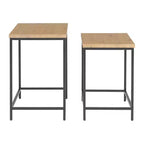 Alaterre Furniture, Set di 2 Tavolini Nido con Ripiani in Legno e Basi in Metallo, Tavolini Laterali Moderni Minimalisti per Soggiorno, Appartamento o Dormitorio, Quercia