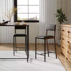 Set di sedie da pranzo Acekool in pelle PU nera, sedie da cucina moderne imbottite da 66 cm con gambe in metallo per appartamento con spazi ridotti