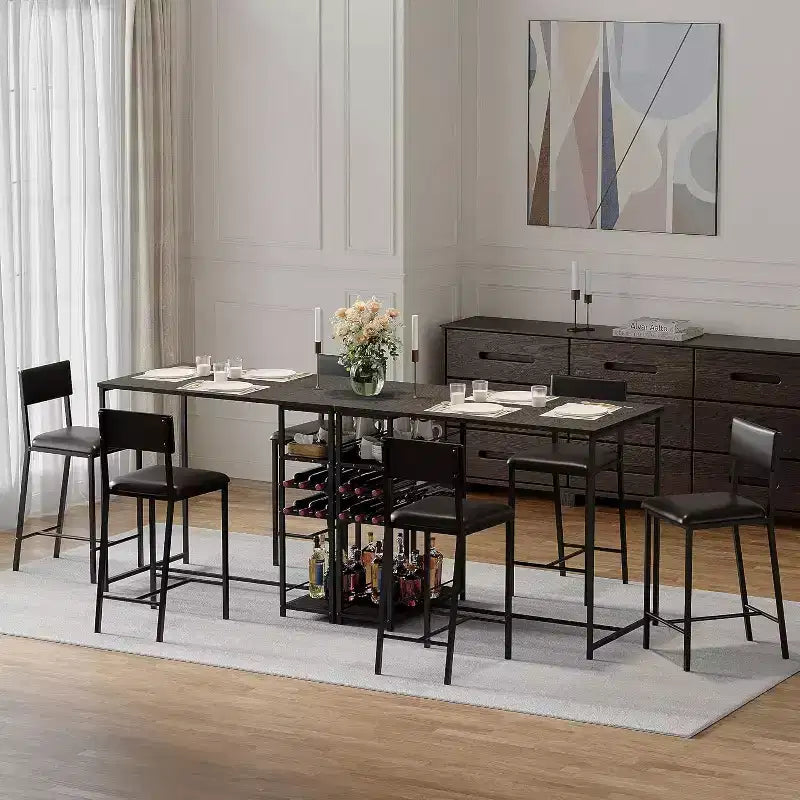 Set di sedie da pranzo Acekool in pelle PU nera, sedie da cucina moderne imbottite da 66 cm con gambe in metallo per appartamento con spazi ridotti