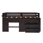 Letto a soppalco basso con contenitore per bambini, letto a soppalco singolo in legno con armadio e mensola per bambine e bambini