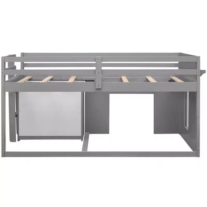 Letto a soppalco basso con contenitore per bambini, letto a soppalco singolo in legno con armadio e mensola per bambine e bambini