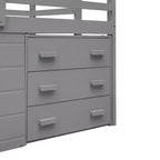 Letto a soppalco basso con contenitore per bambini, letto a soppalco singolo in legno con armadio e mensola per bambine e bambini