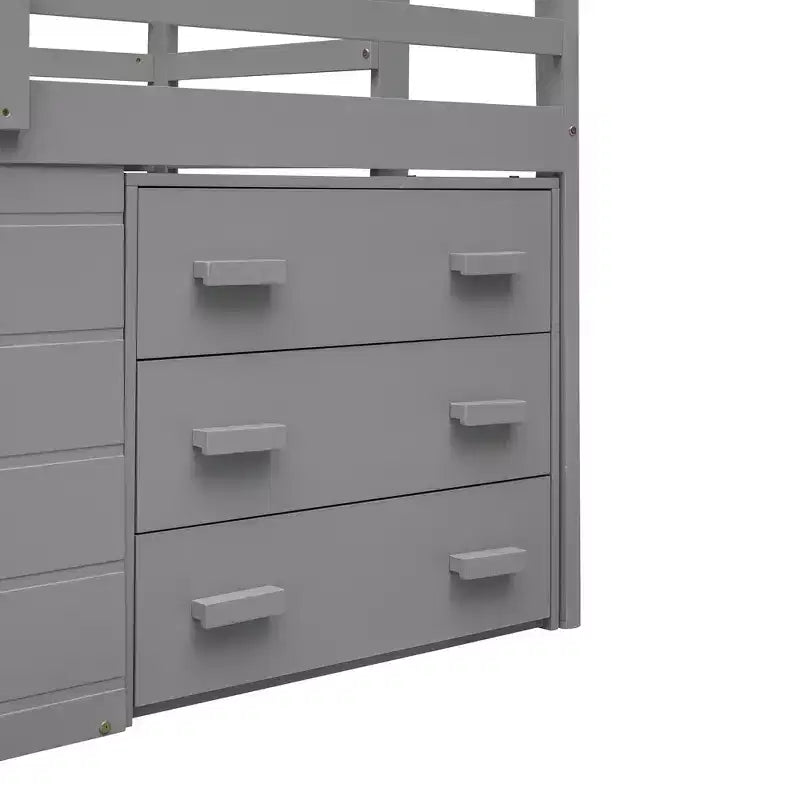 Letto a soppalco basso con contenitore per bambini, letto a soppalco singolo in legno con armadio e mensola per bambine e bambini