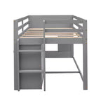 Letto a soppalco basso con contenitore per bambini, letto a soppalco singolo in legno con armadio e mensola per bambine e bambini