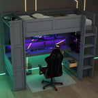Letto a soppalco Polibi Ultimate Gaming con scrivania a LED, stazione di ricarica e contenitore integrato