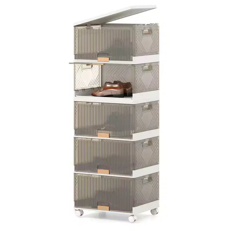 Costway Contenitori Impilabili a 5 Cubi con Ruote Staccabili Organizer Grande da 85 Litri